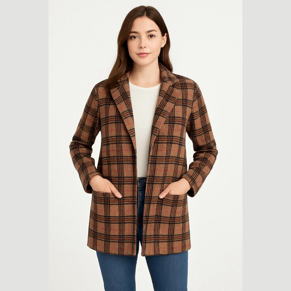 Sincerely Jules brown plaid cardigan sweater jacket / S